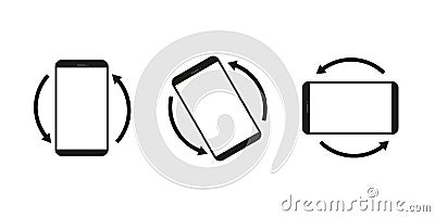 Rotate phone , vector icon. Rotate smartphone , black illustration on white background. Horisontal or vertical rotation Vector Illustration