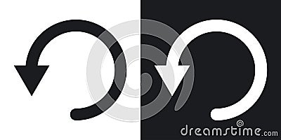 Rotate right icon set. refresh, reload, restart, reset or recover button vector symbol. retry arrow sign in black filled and Vector Illustration