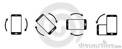 Rotate smartphone icons set. Horizontal and vertical rotation smartphone. Device rotation sign. Vector Illustration