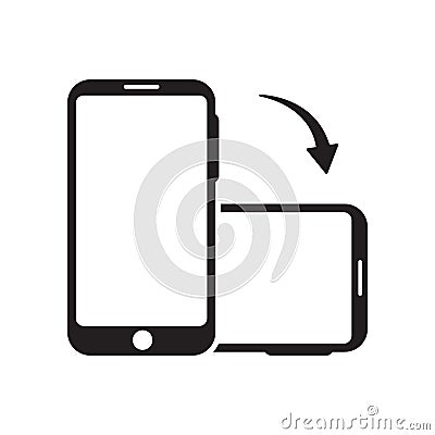 Rotate smartphone isolated icon. Device rotation symbol. Mobile screen horizontal and vertical turn. Cartoon Illustration