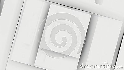 Rotating animation with endless squares. Motion. Abstract hypnotic tunnel of white squares. Squares move in illusory Stock Photo