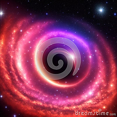 Rotating Black Hole in outer space. Generative Artificial Intelligence Stock Photo