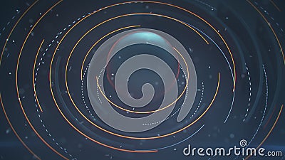 Rotating circle elements and particles 3D rendering illustration Cartoon Illustration