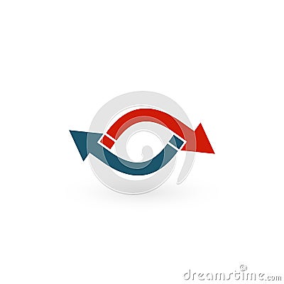 Rotating, circular, cyclic arrows. Spin, twist, rotation, change, sync, synchronization, reverse, refresh, swap, update concept. Vector Illustration