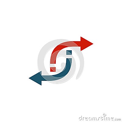 Rotating, circular, cyclic arrows. Spin, twist, rotation, change, sync, synchronization, reverse, refresh, swap, update concept. Vector Illustration