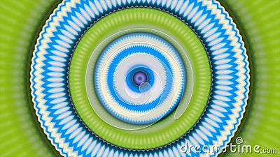 Rotating concentric circles target with psychedelic effect. Animation. Bright small and big rings flashing with bright Stock Photo