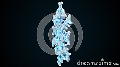Rotating crystal snowflake against black, computer generated. 3d rendering winter backdrop Stock Photo