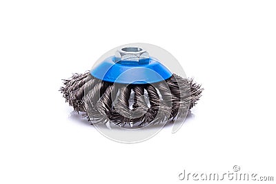 Rotating metal brush or grinding disk Stock Photo