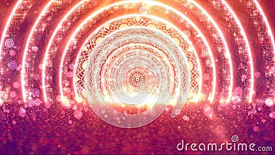 Rotating Rangoli Whit Particle Happy Diwali Holiday Events And Lighting With Bokeh Abstract Background. 3d rendering Stock Photo