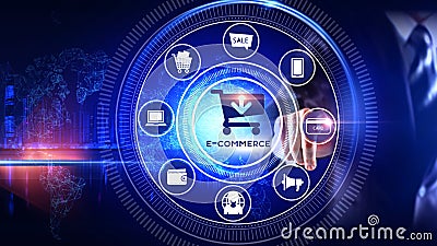 E-commerce Icon Concept Rotating wheel with icon Stock Photo