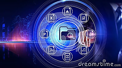 File type Icon Concept Rotating wheel with icon Stock Photo