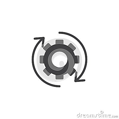 Rotation arrows and gear vector icon Vector Illustration