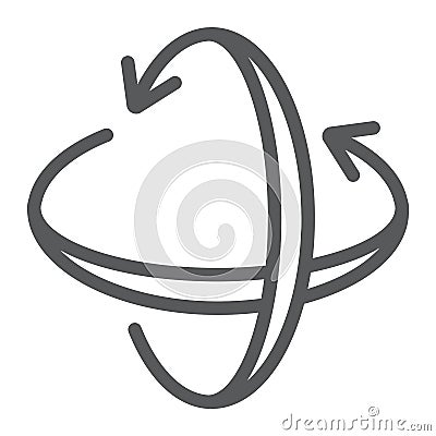 Rotation axis line icon, pivot and view, rotate sign, vector graphics, a linear pattern on a white background. Vector Illustration