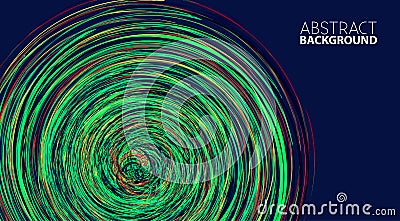 Rotation. Green and versicolor thin lines on dark blue background. Vector graphics Stock Photo