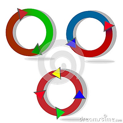 Rotation round cycle vector scheme process template. Vector Illustration