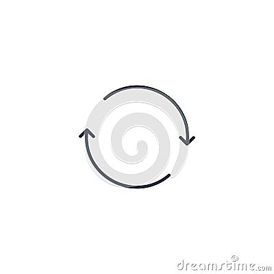 Rotation spinning arrows icon in a circle. Round refresh, repeat, reload, motion or synchronization icon. Stock Vector Cartoon Illustration