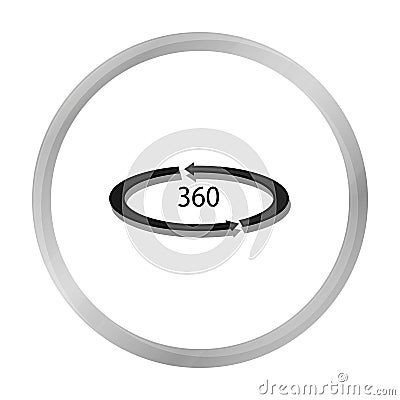 Rotation in the virtual reality icon in monochrome style isolated on white. Virtual reality symbol stock Vector Illustration