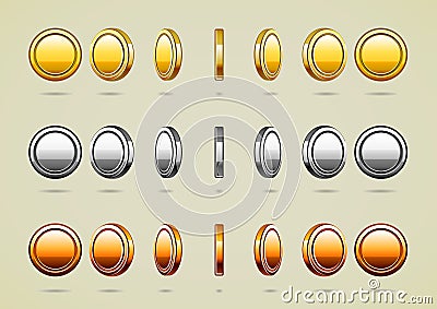 Rotational coins Vector Illustration