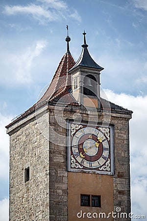 ROTHENBURG, GERMANY/EUROPE - SEPTEMBER 26 : Unusual clock tower Editorial Stock Photo