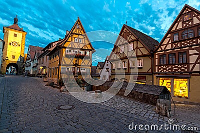 Rothenburg ob der Tauber Germany at dusk Stock Photo