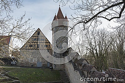 Rothenburg ob der Tauber an historic and medieval town and one of the most beautiful villages in Europe, Germany, Stock Photo