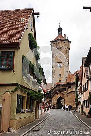 Klingentor tower in Rotenburg ob der Tauber, Germany Editorial Stock Photo