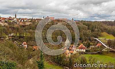 Rothenburg ob der Tauber with traditional German houses Stock Photo