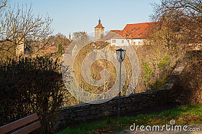 Rothenburg view with Klingentor Tower - Rothenburg ob der Tauber, Bavaria, Germany Stock Photo