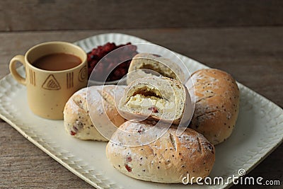 Roti Macan, Cranberry Cheese Bread Stock Photo