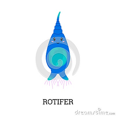 Rotifer sea plankton cartoon character flat vector illustration isolated. Vector Illustration