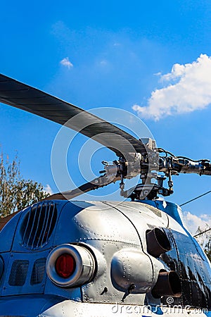 Rotor of helicopter close-up Stock Photo