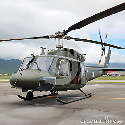Rotorcraft majesty, capturing the beauty of the uh-1 helicopter Stock Photo