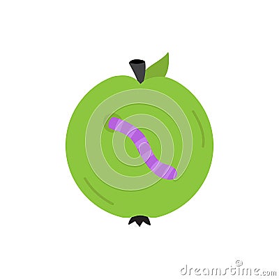 Rotten apple round vector illustration icon Vector Illustration