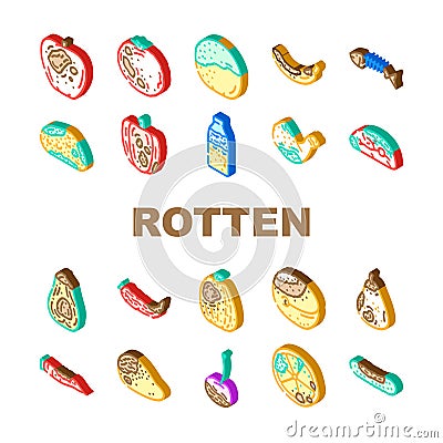 rotten food waste icons set vector Vector Illustration