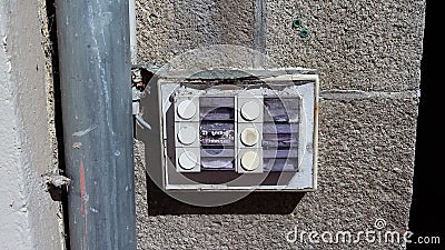 Rotten left door bells Stock Photo