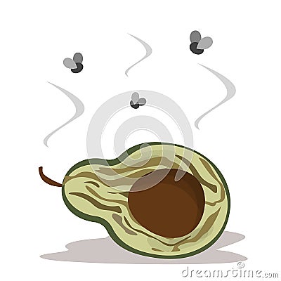 Rotten vegetable avocado isolated. Food waste Stock Photo