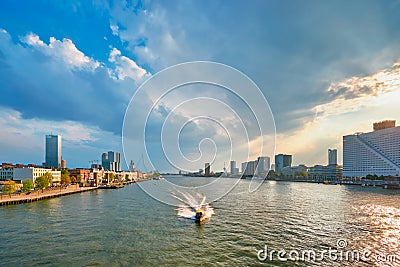 Rotterdam cityscape view over Nieuwe Maas river, Netherlands Stock Photo