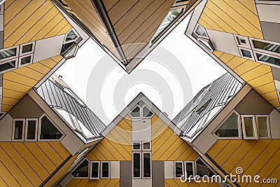 Rotterdam Cube House sky view Editorial Stock Photo