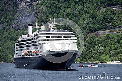 ROTTERDAM of Holland America Line in the Geirangerfjord, Norway Editorial Stock Photo