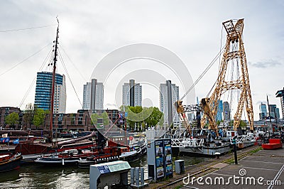 Maritime museum at Leuvehaven in downtown Rotterdam Editorial Stock Photo