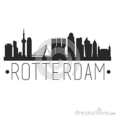 Rotterdam Netherlands. City Skyline. Silhouette City. Design Vector. Famous Monuments. Vector Illustration