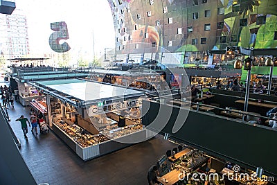 Interior view or busy shopping mall food court plazza Editorial Stock Photo