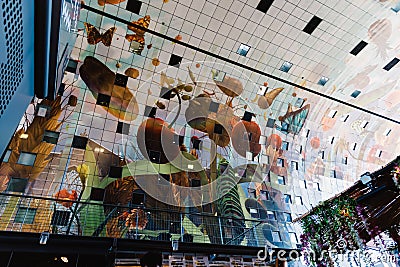 Markthal Rotterdam Building by MVRDV architects. Interior view of the ceiling Editorial Stock Photo