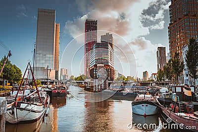 Rotterdam Old Harbor Editorial Stock Photo