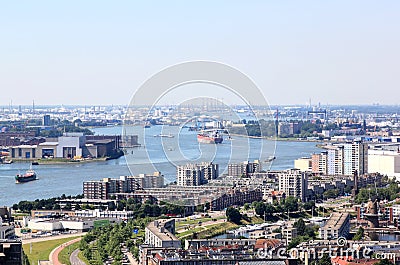 Rotterdam Port seen from Euromast, Holland Editorial Stock Photo