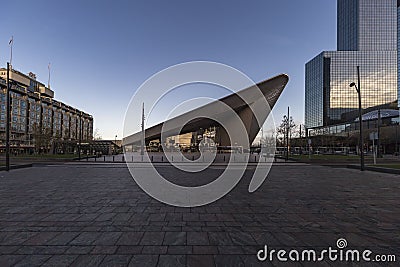 Rotterdan central station with the early morning light Editorial Stock Photo