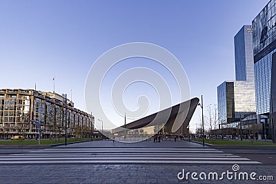 Rotterdan central station with the early morning light Editorial Stock Photo