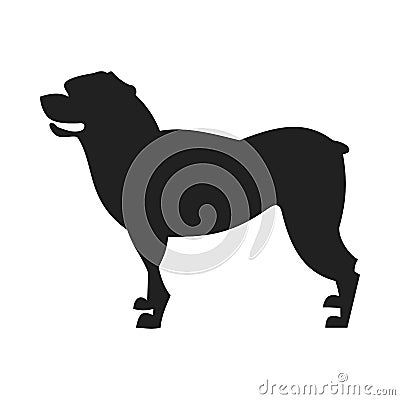 Rottweiler Dog Vector Black Silhouette Vector Illustration