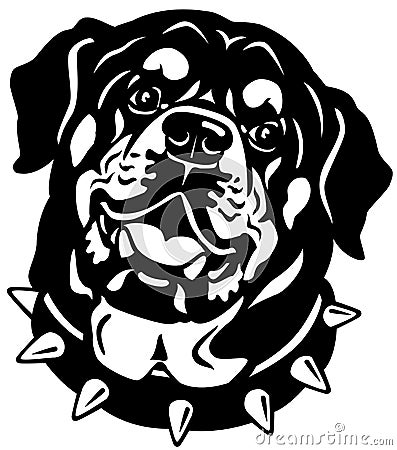 Rottweiler head black white Vector Illustration