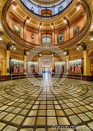 Rotunda glass floor of Michigan Capitol Stock Photo